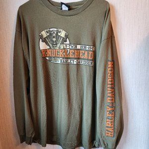 Harley Davidson Motorcycles Knucklehead T Shirt Adult XL Green Men